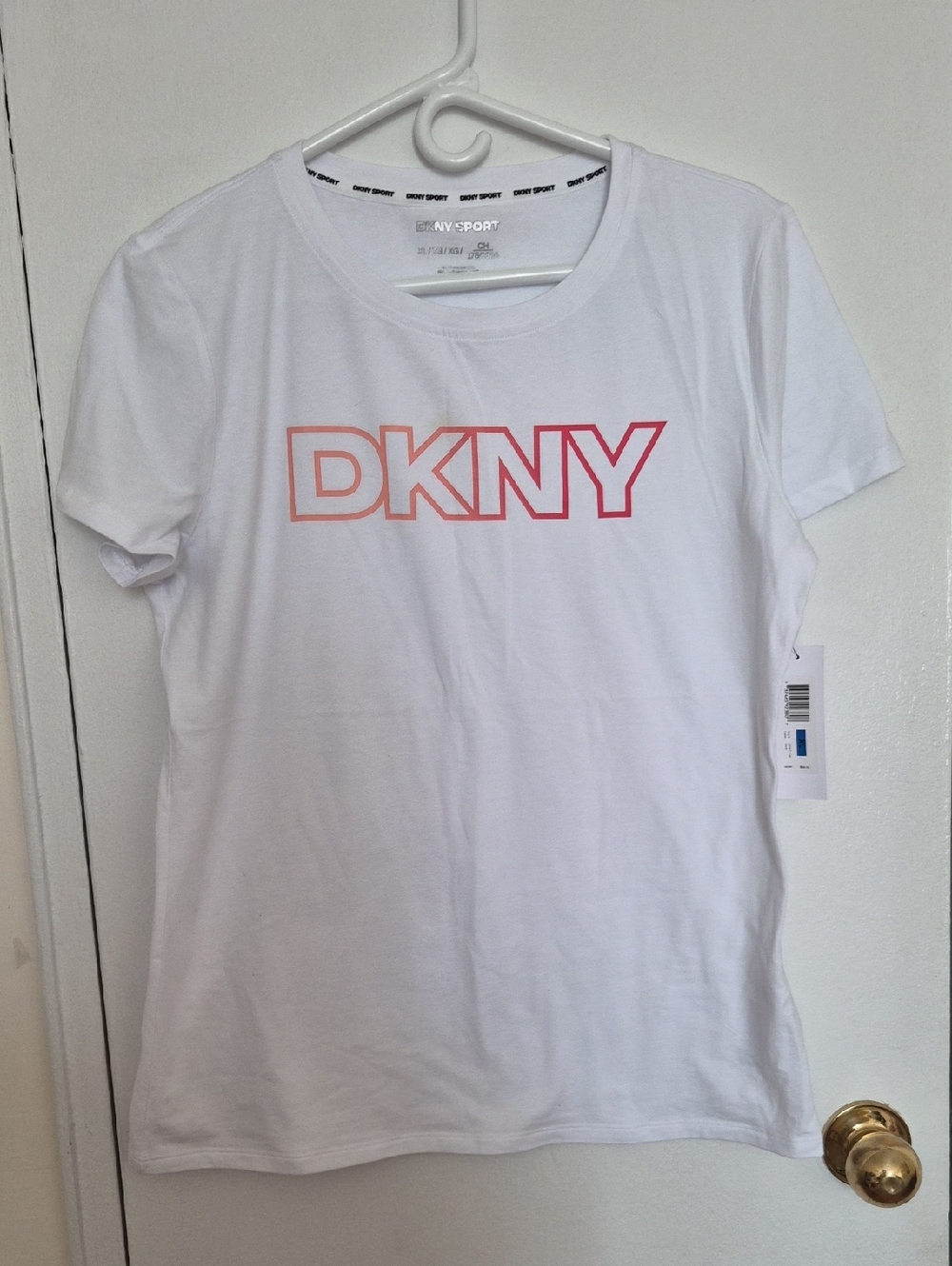 DKNY Women's Graphic Logo White T-Shirt Size XL